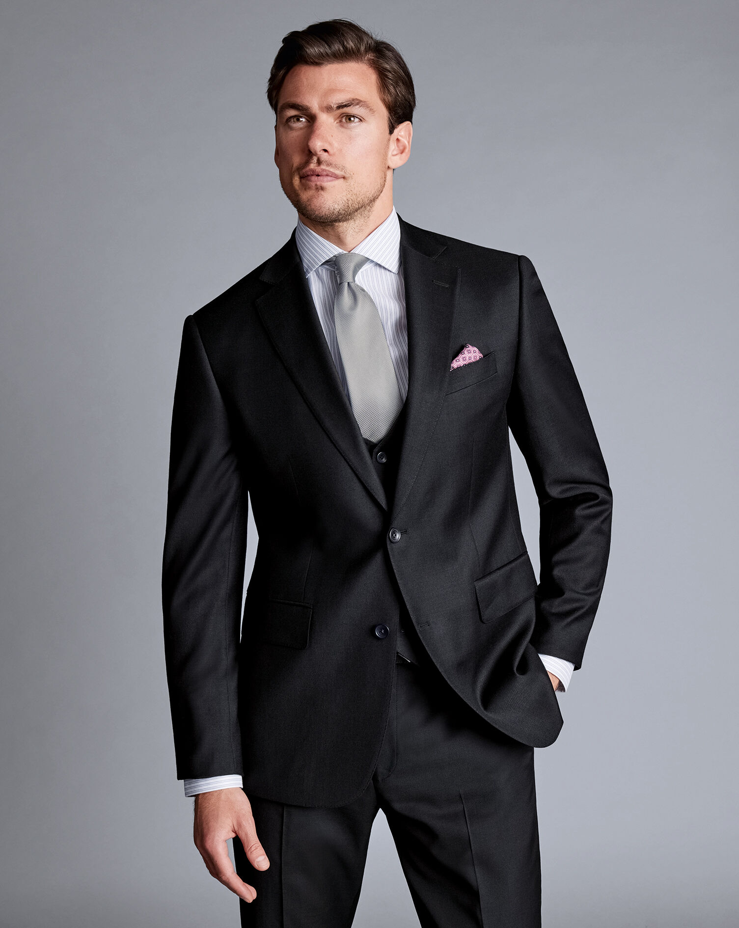 Natural Stretch Twill Suit Jacket - Black