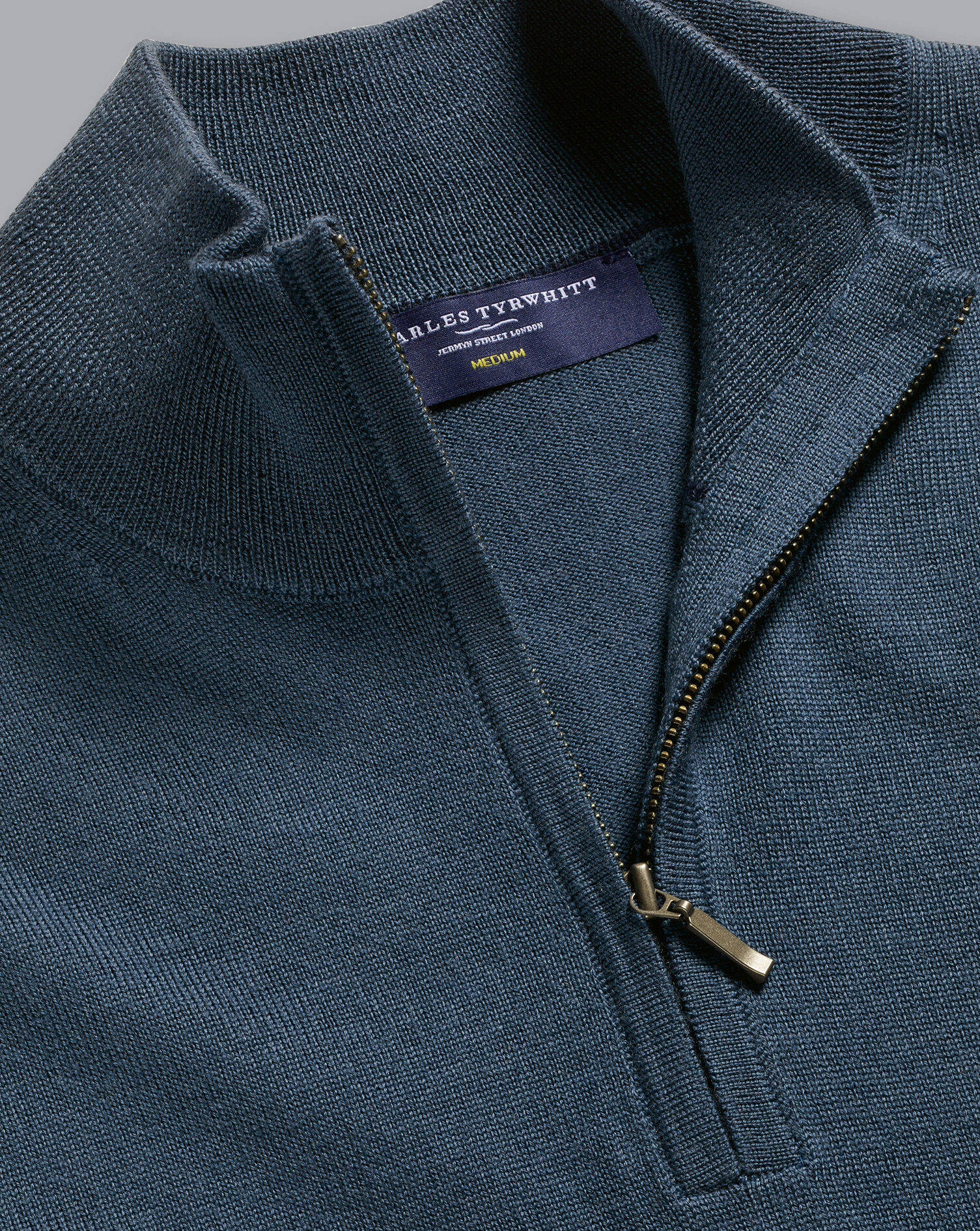 Merino Zip Neck Sweater - Petrol Blue
