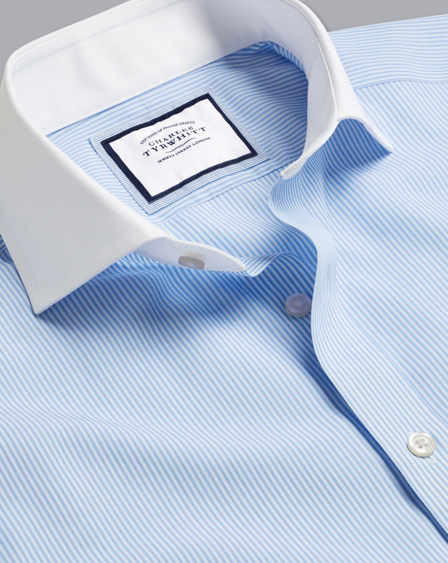 Spread Collar Non-Iron Bengal Stripe Winchester Shirt - Sky Blue
