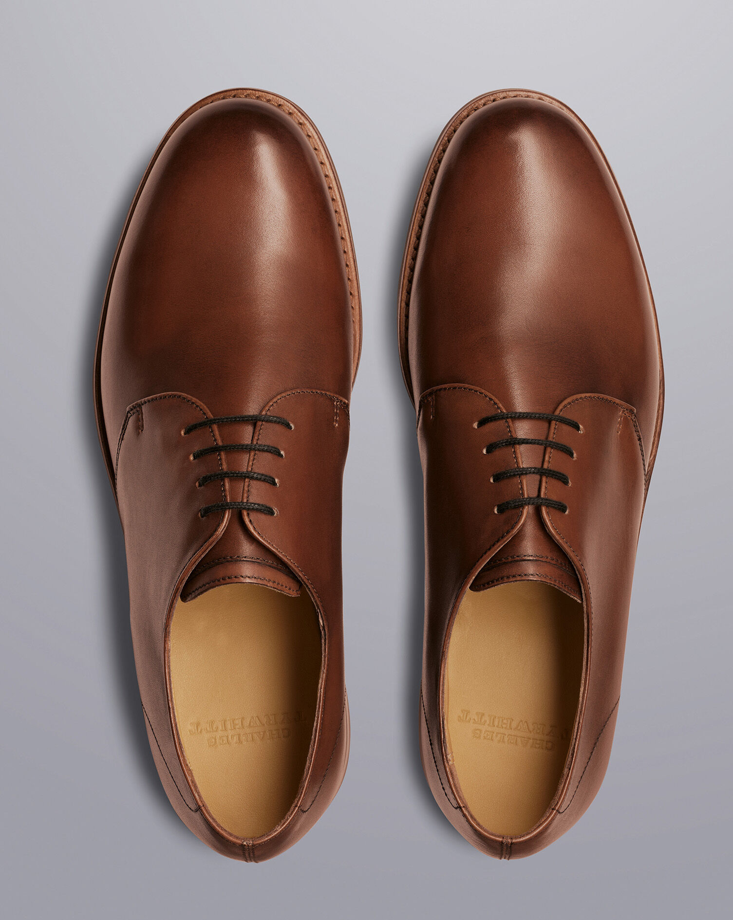 Derby Rubber Sole Shoes - Dark Tan