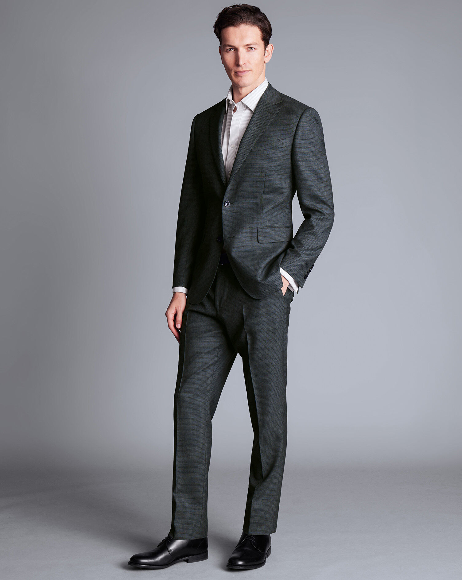 Micro Check Suit Pants - Dark Grey