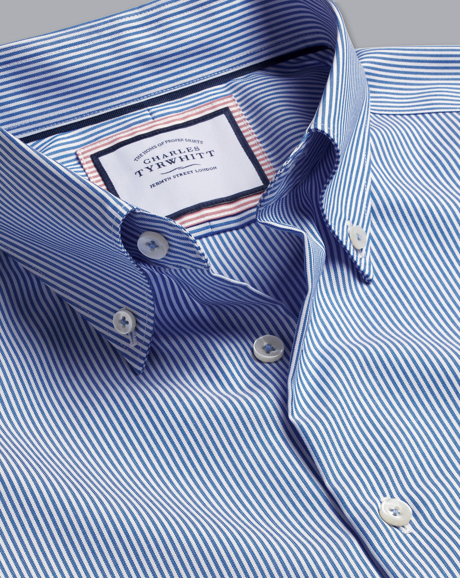 Button-Down Collar Non-Iron Stripe Shirt - Cobalt Blue