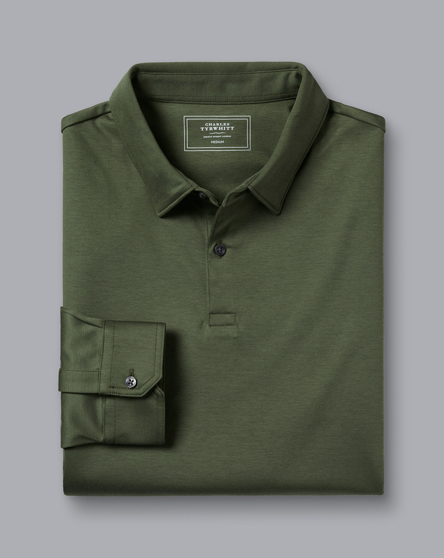 Smart Long Sleeve Jersey Polo - Olive Green