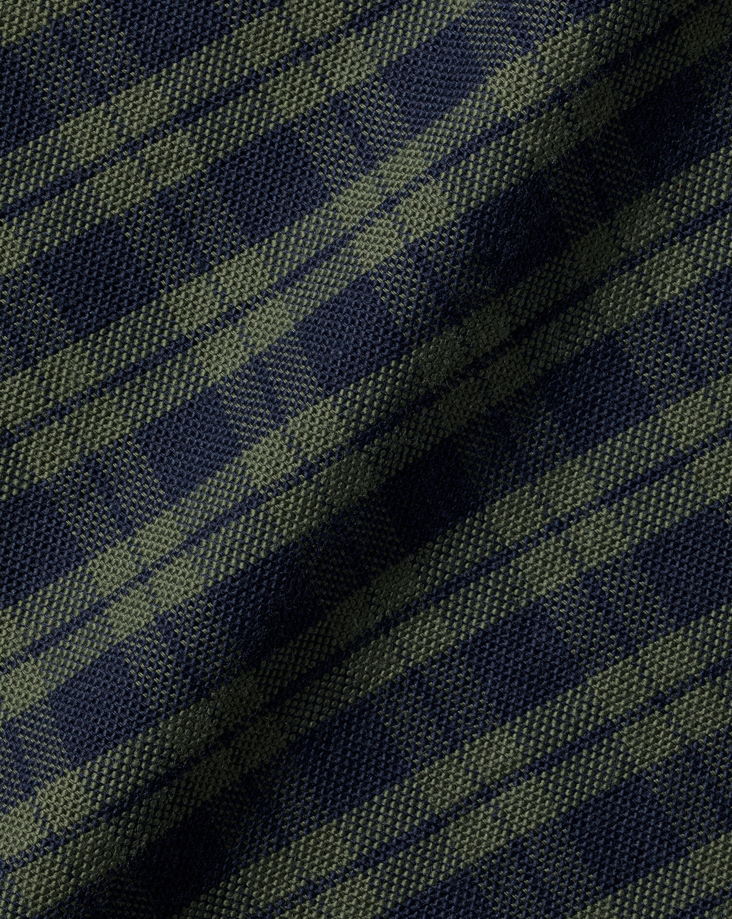 Button-Down Collar Washed Oxford Check Shirt - Olive Green