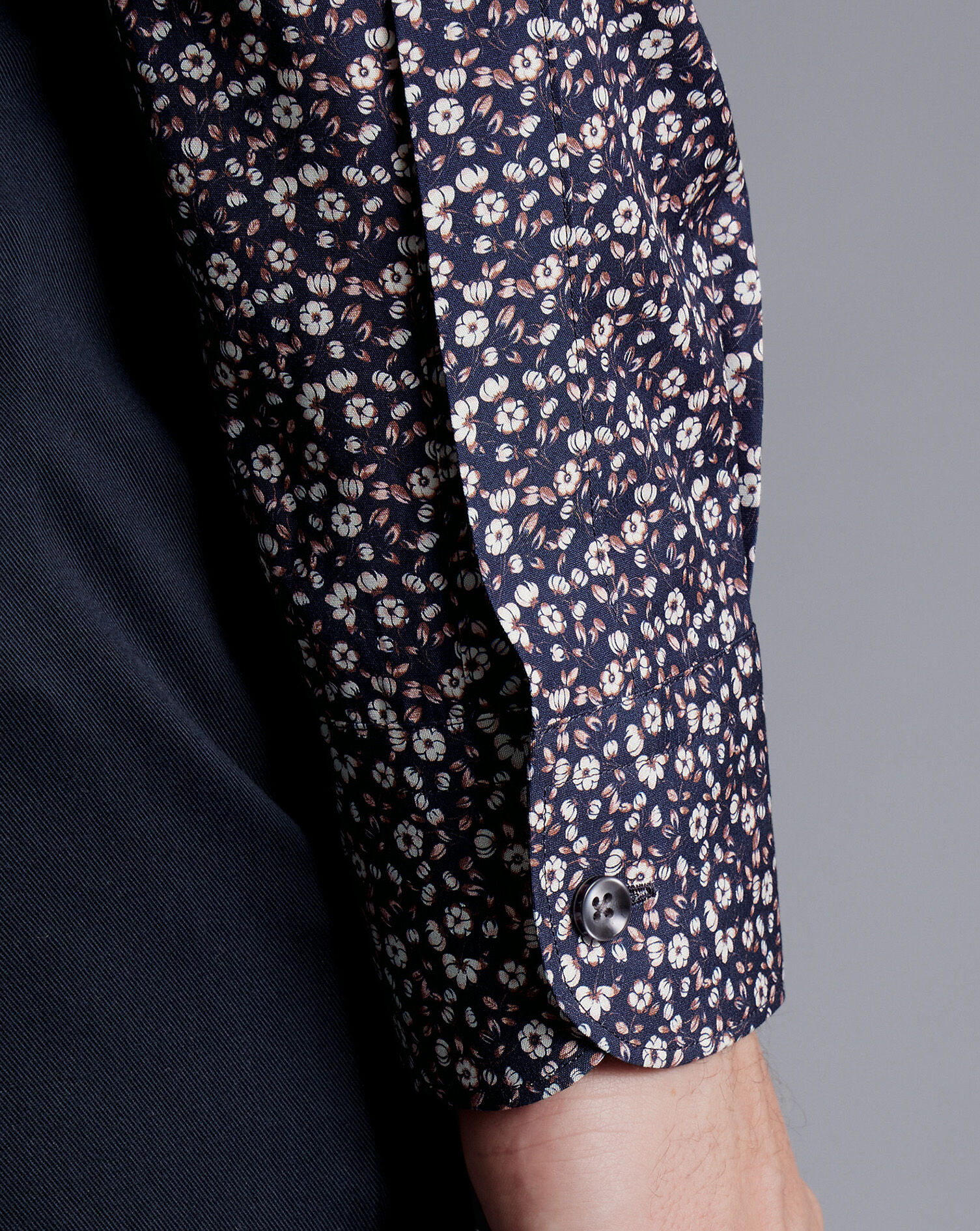 Made With Liberty Fabric Floral Print Semi-Spread Collar Shirt - Pink