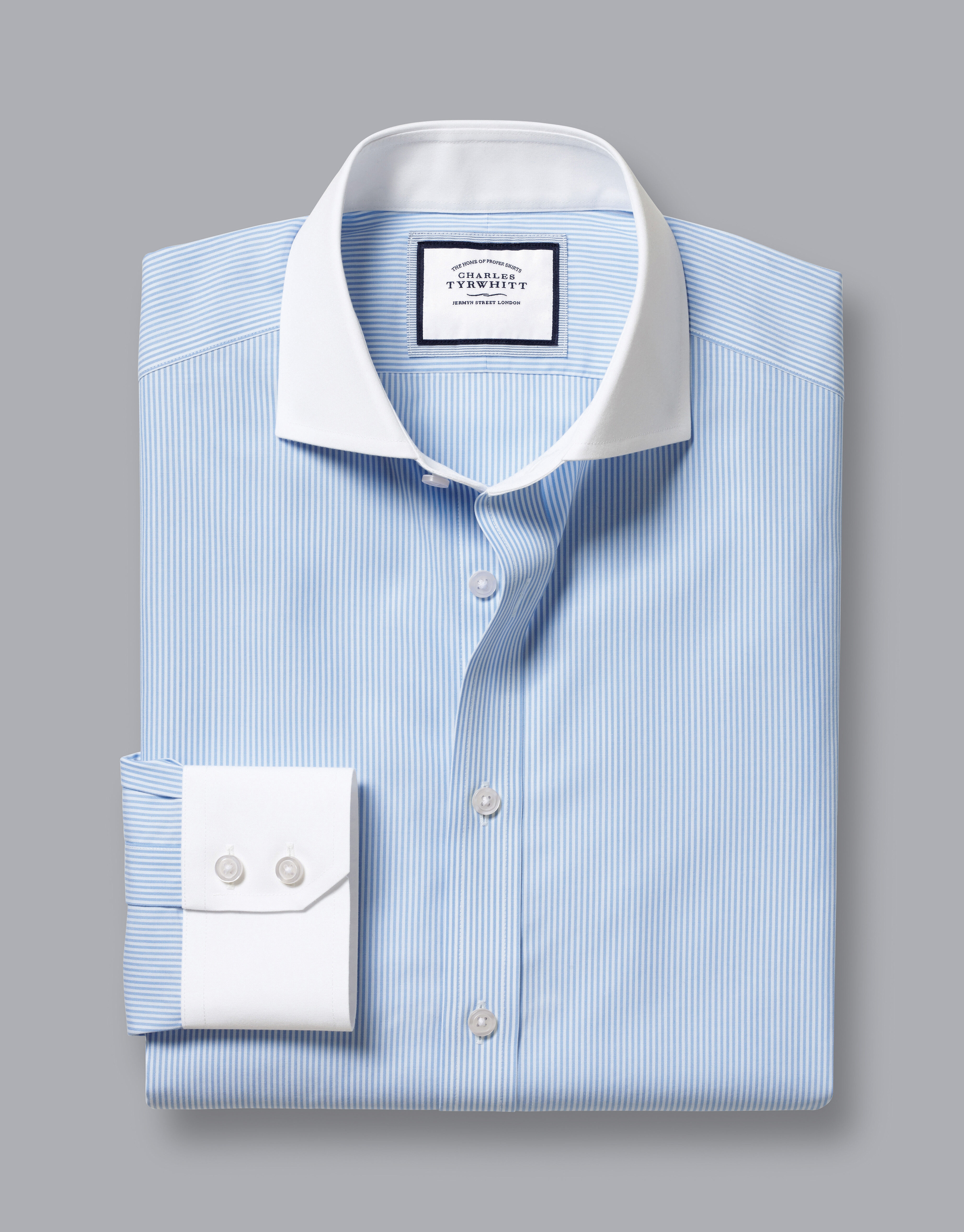 Spread Collar Non-Iron Bengal Stripe Winchester Shirt - Sky Blue