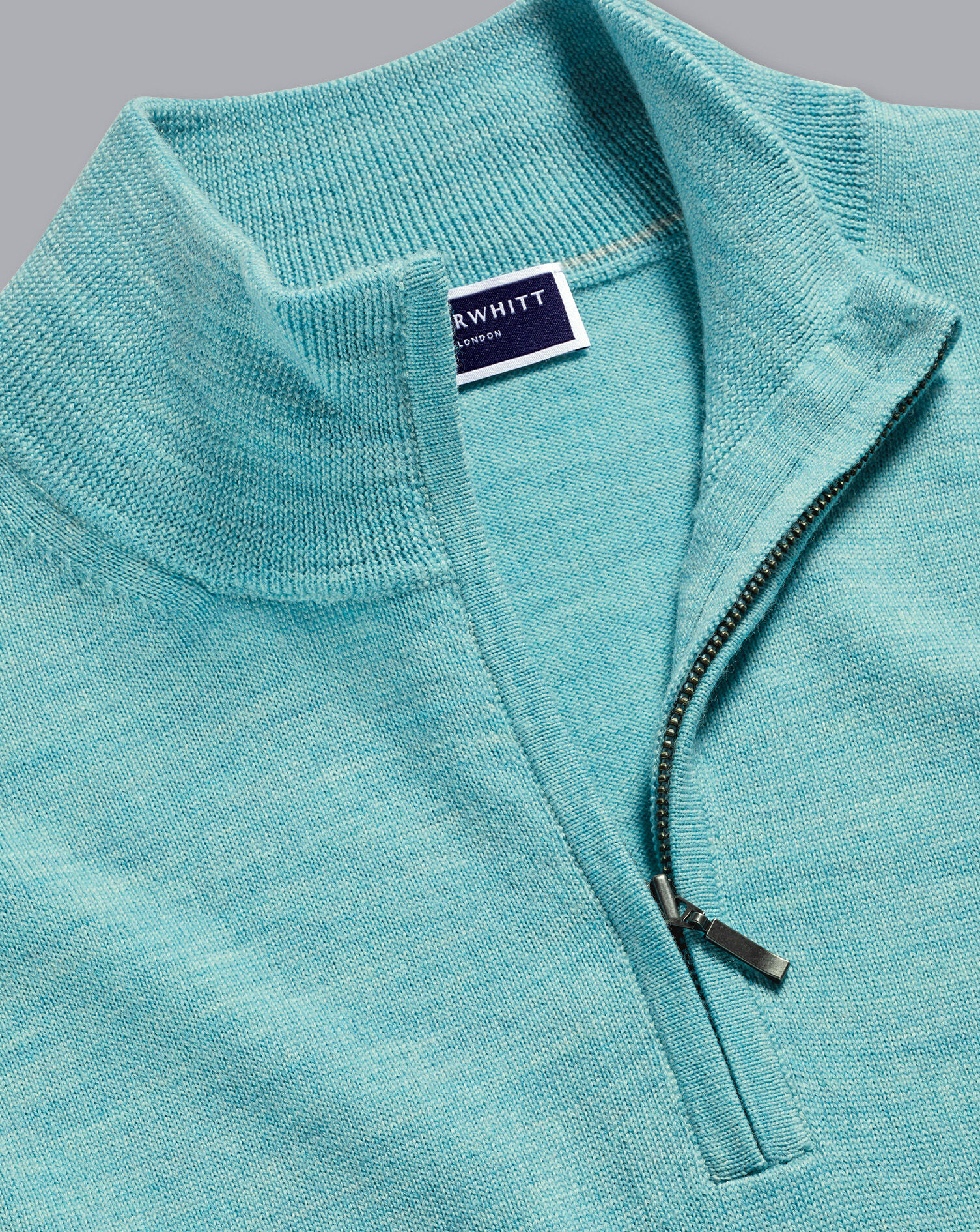 Merino Zip Neck Sweater - Aqua Green