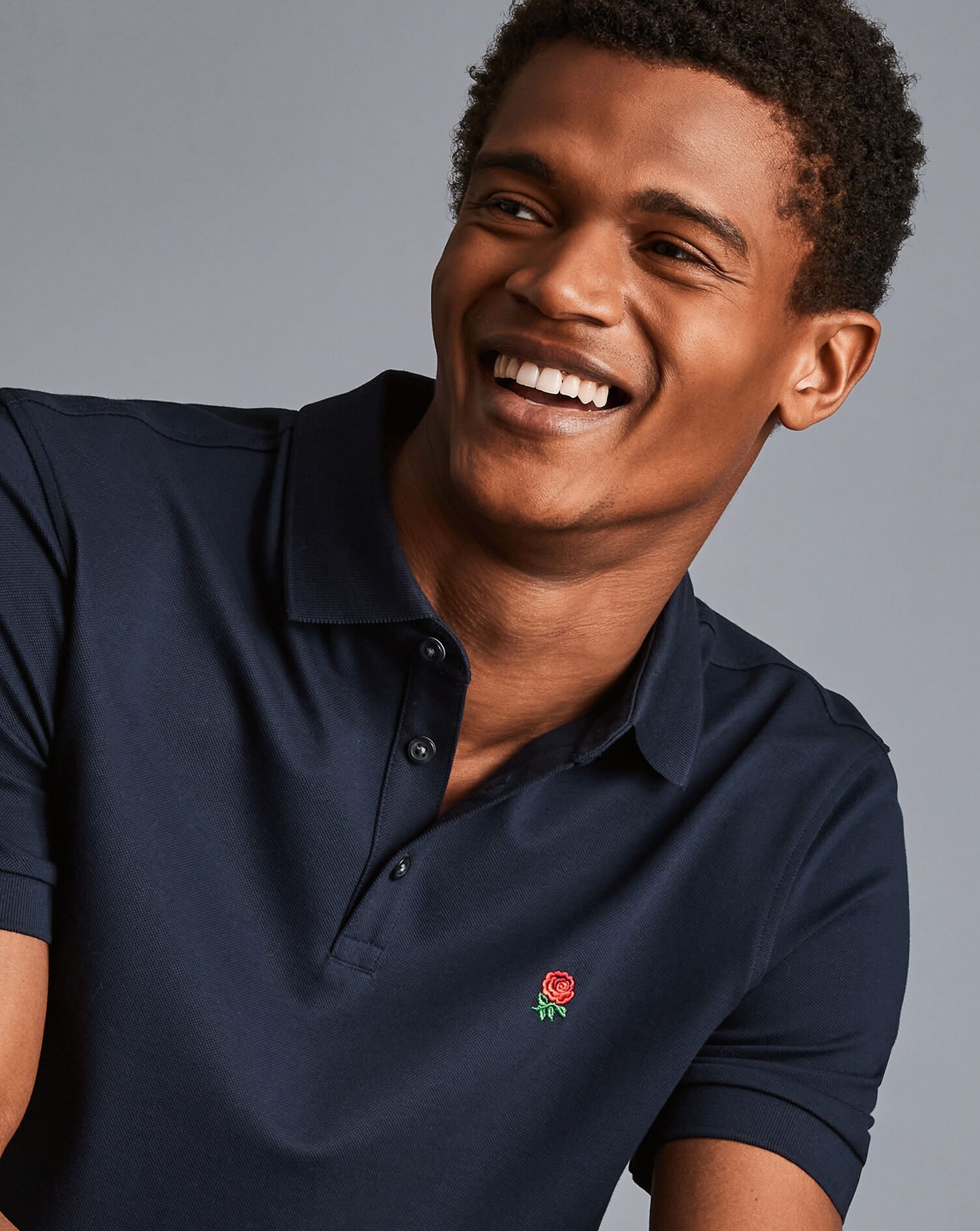 England Rugby Red Rose Pique Polo - Navy