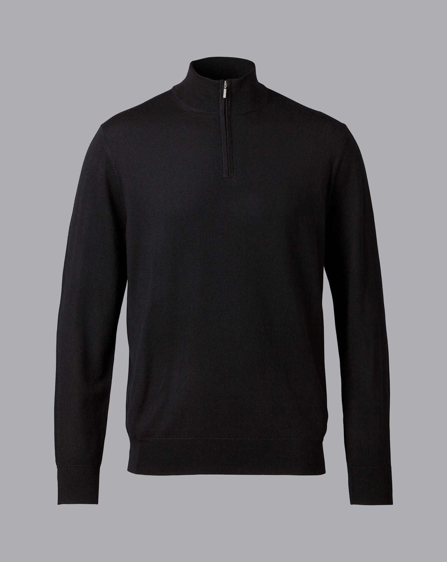 Merino Zip Neck Sweater - Black