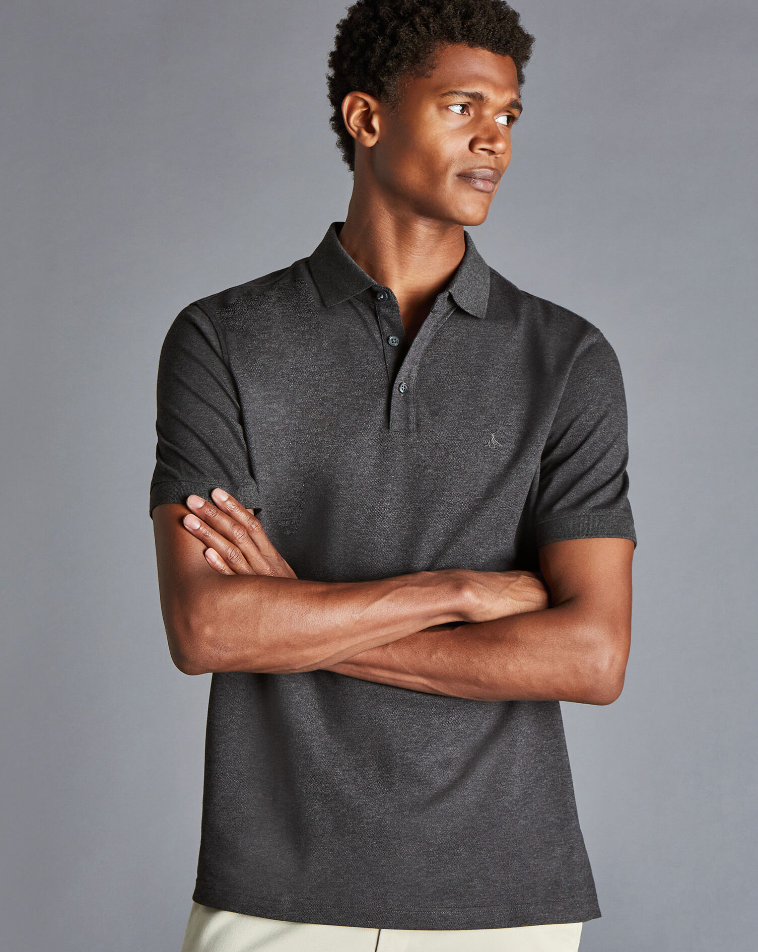 Tyrwhitt Pique Polo - Dark Grey Marl