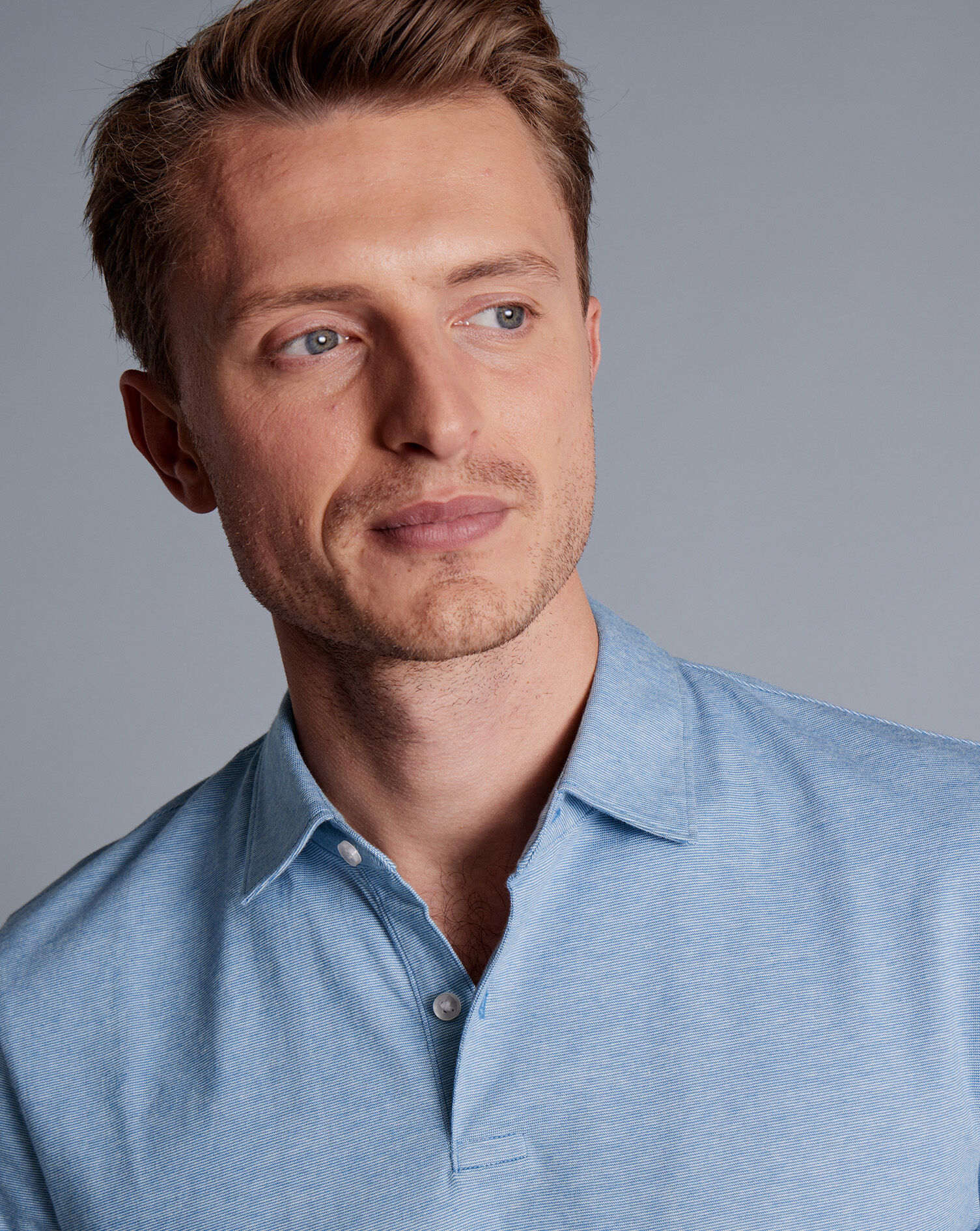 End-On-End Cotton Polo - Light Blue