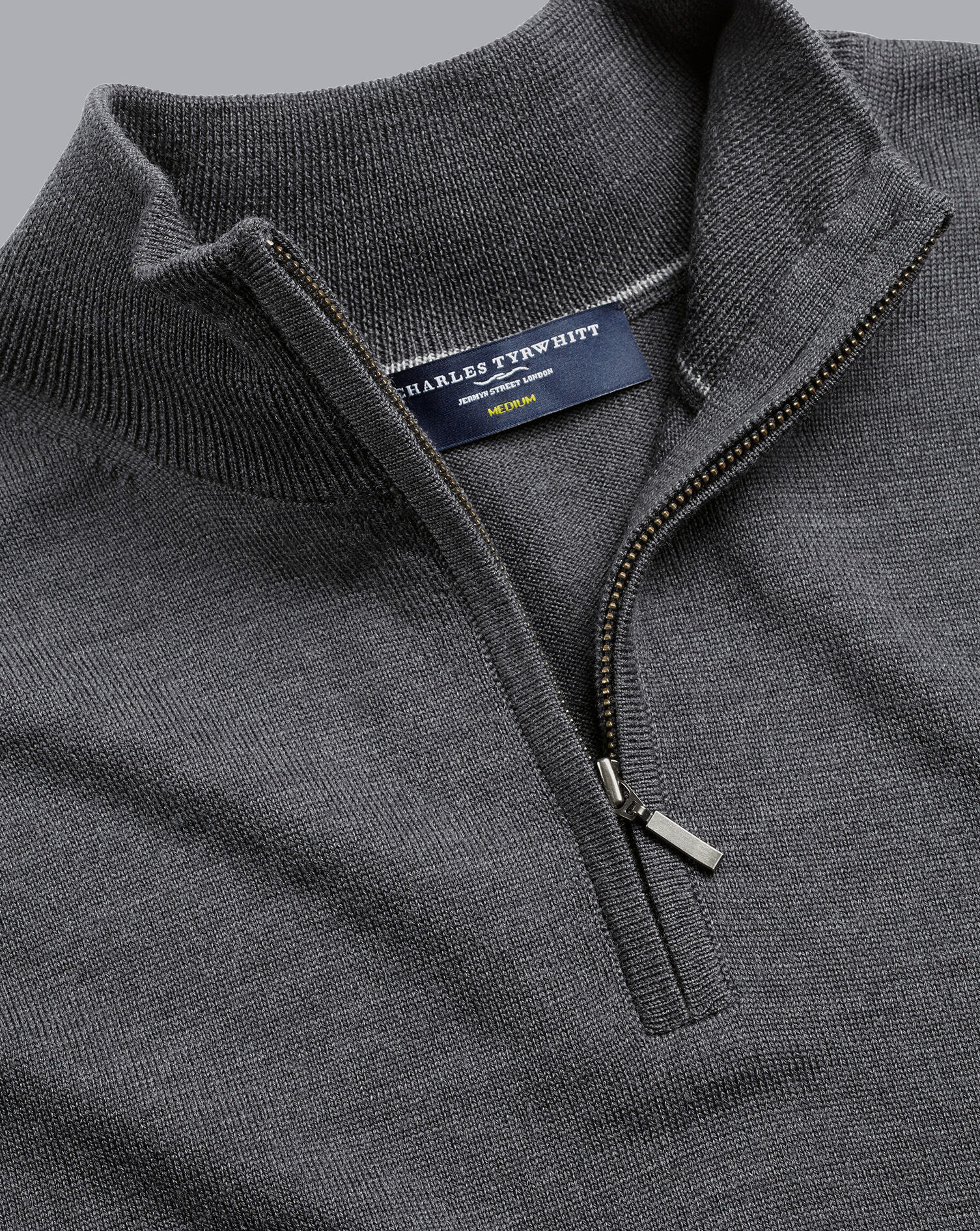 Merino Zip Neck Sweater - Grey