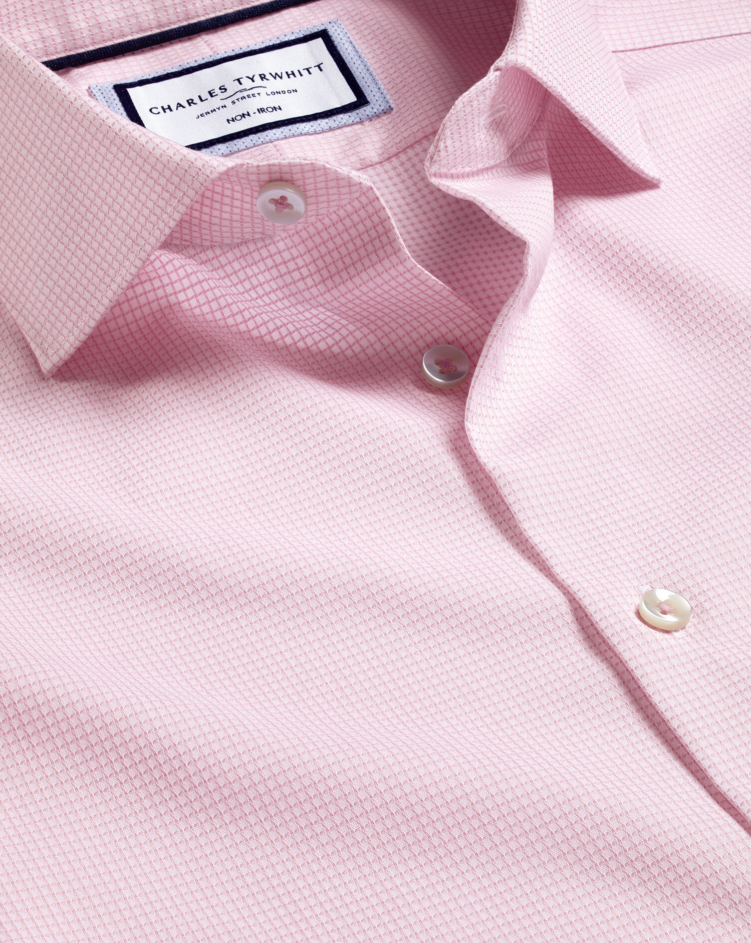 Non-Iron Cushion Stretch Texture Shirt - Pink