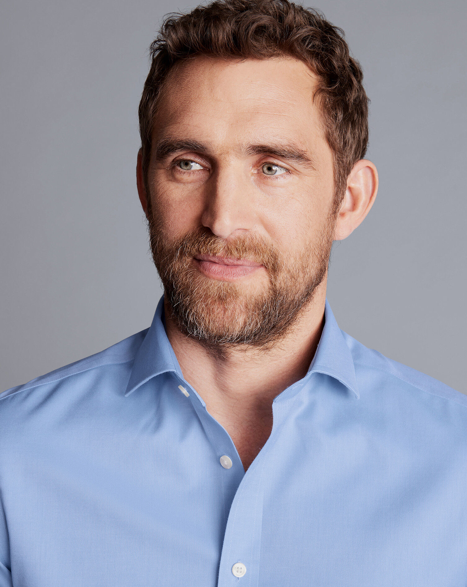 Spread Collar Non-Iron Twill Shirt - Cornflower Blue