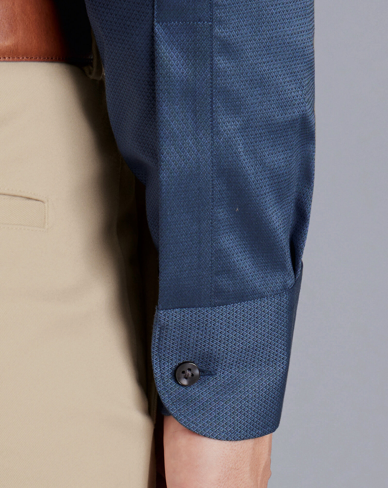 Non-Iron Diamond Stretch Texture Shirt - Denim Blue