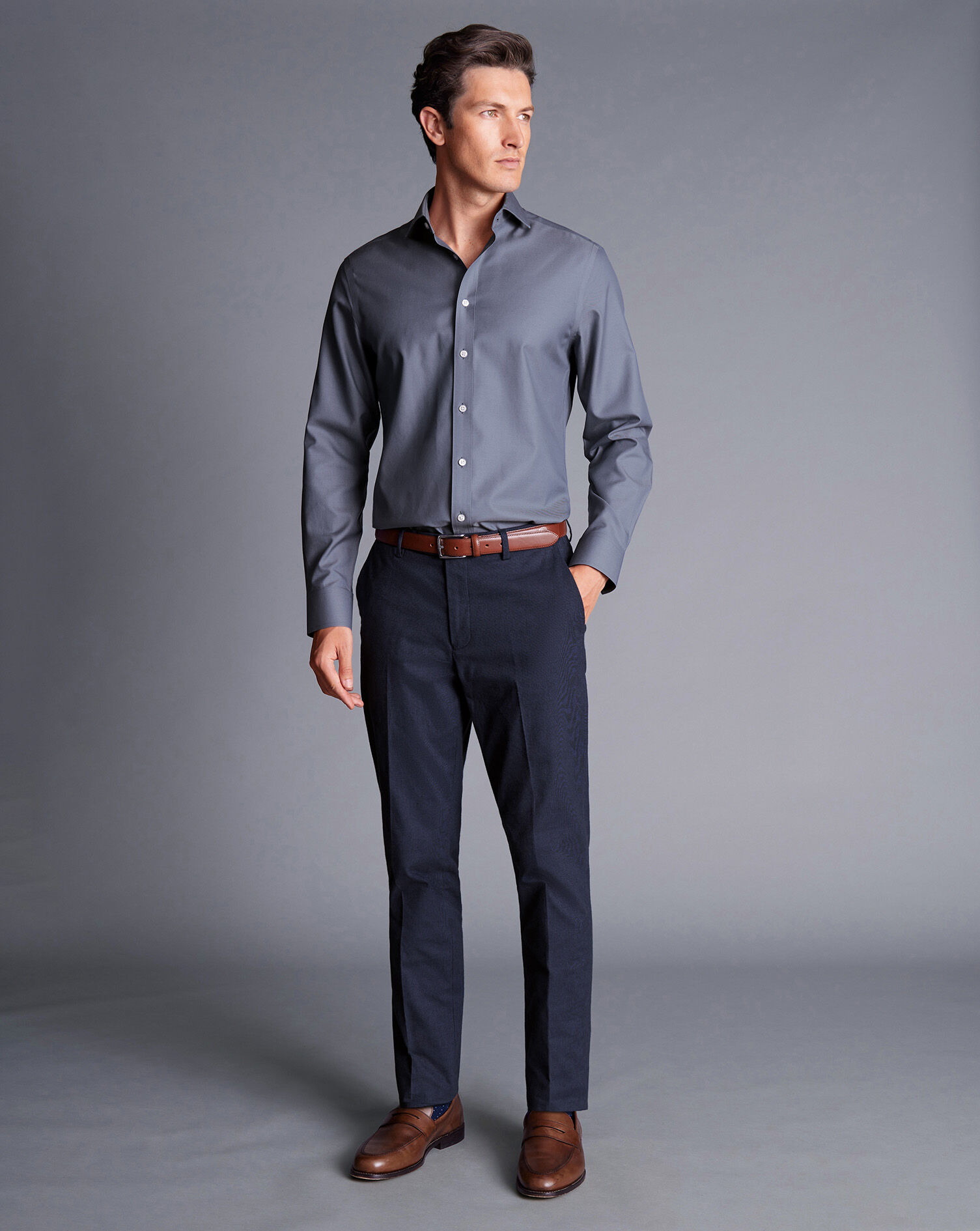 Smart Cotton Stretch Pants - Ink Blue