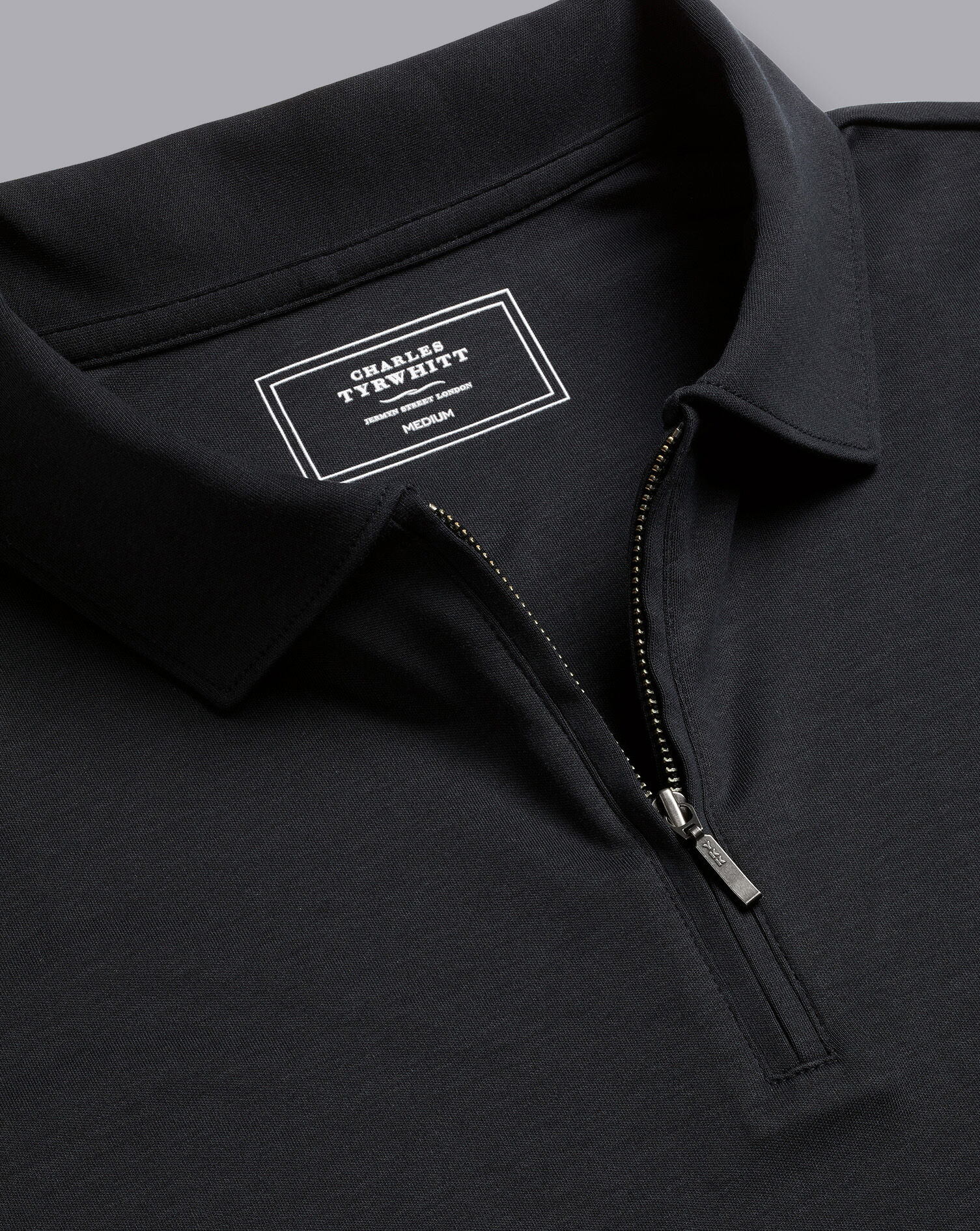Zip-Neck Jersey Polo - Black