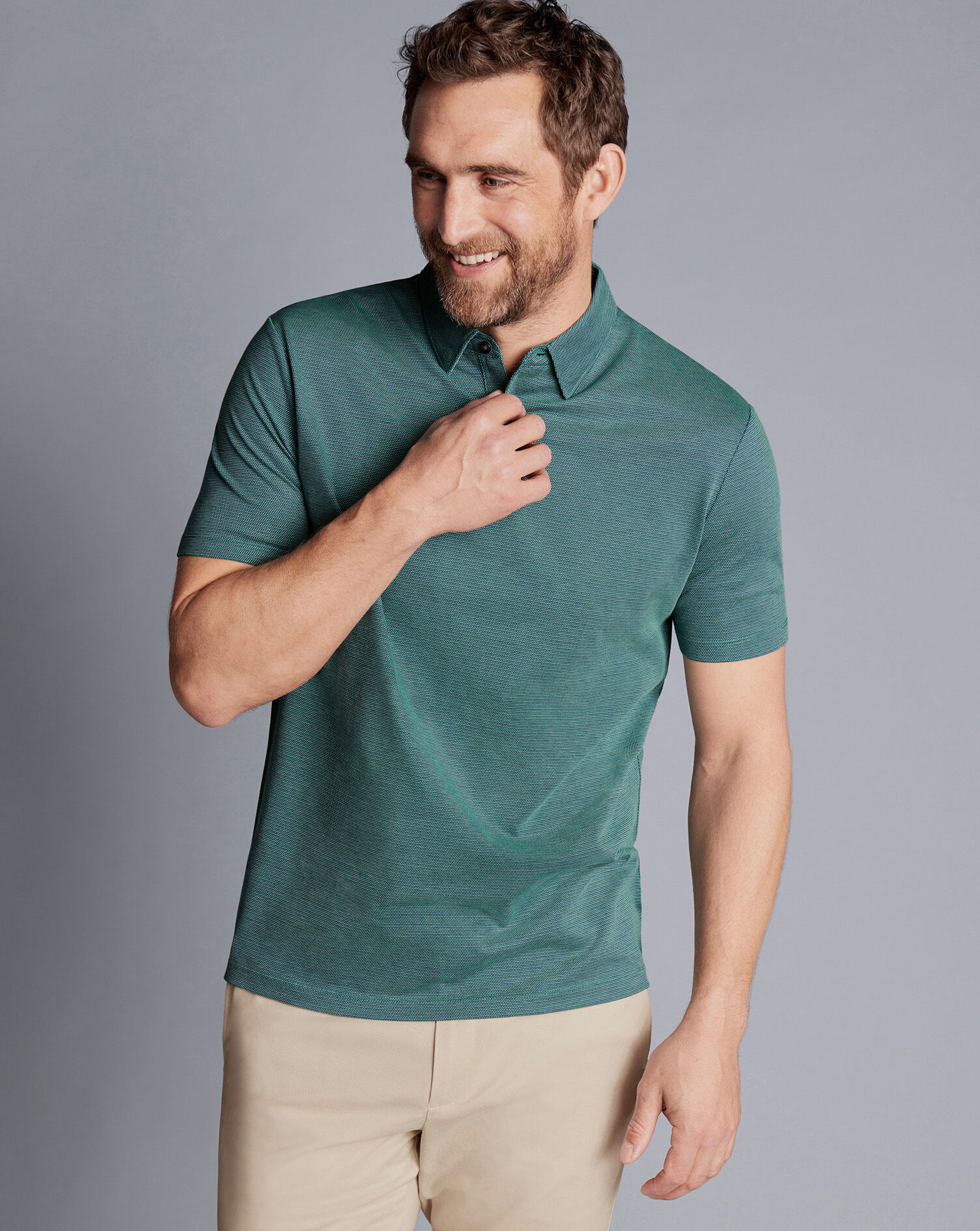 Jacquard Polo - Petrol Blue