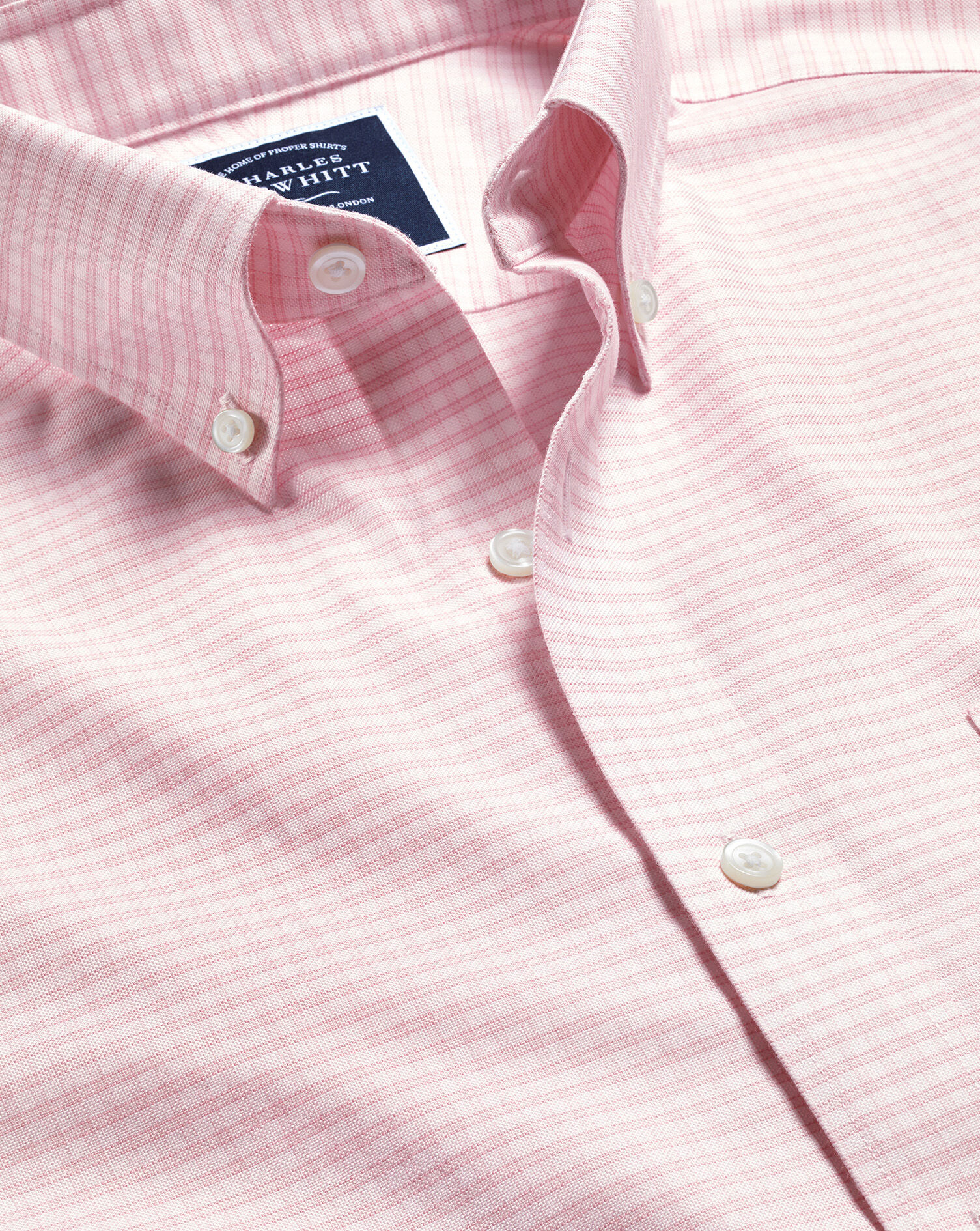 Button-Down Collar Check Non-Iron Stretch Oxford Shirt - Pink