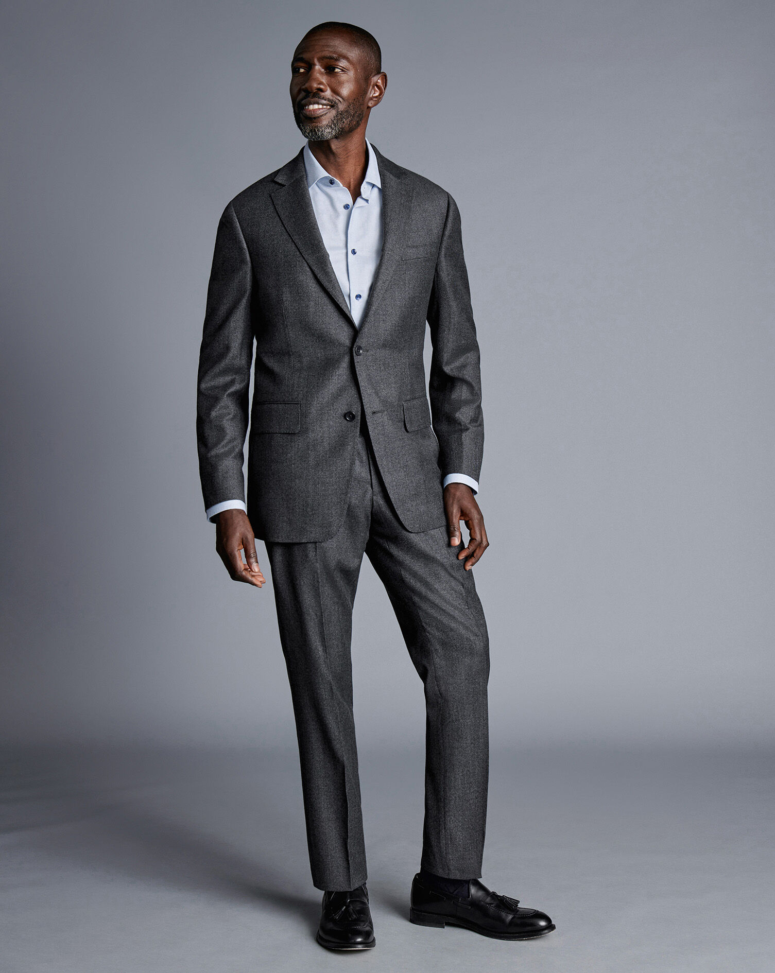 Italian Pindot Suit Pants - Grey