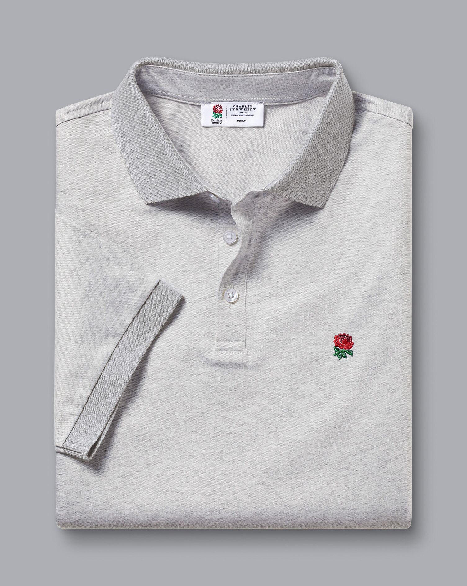 England Rugby Birdseye Pique Polo - Grey
