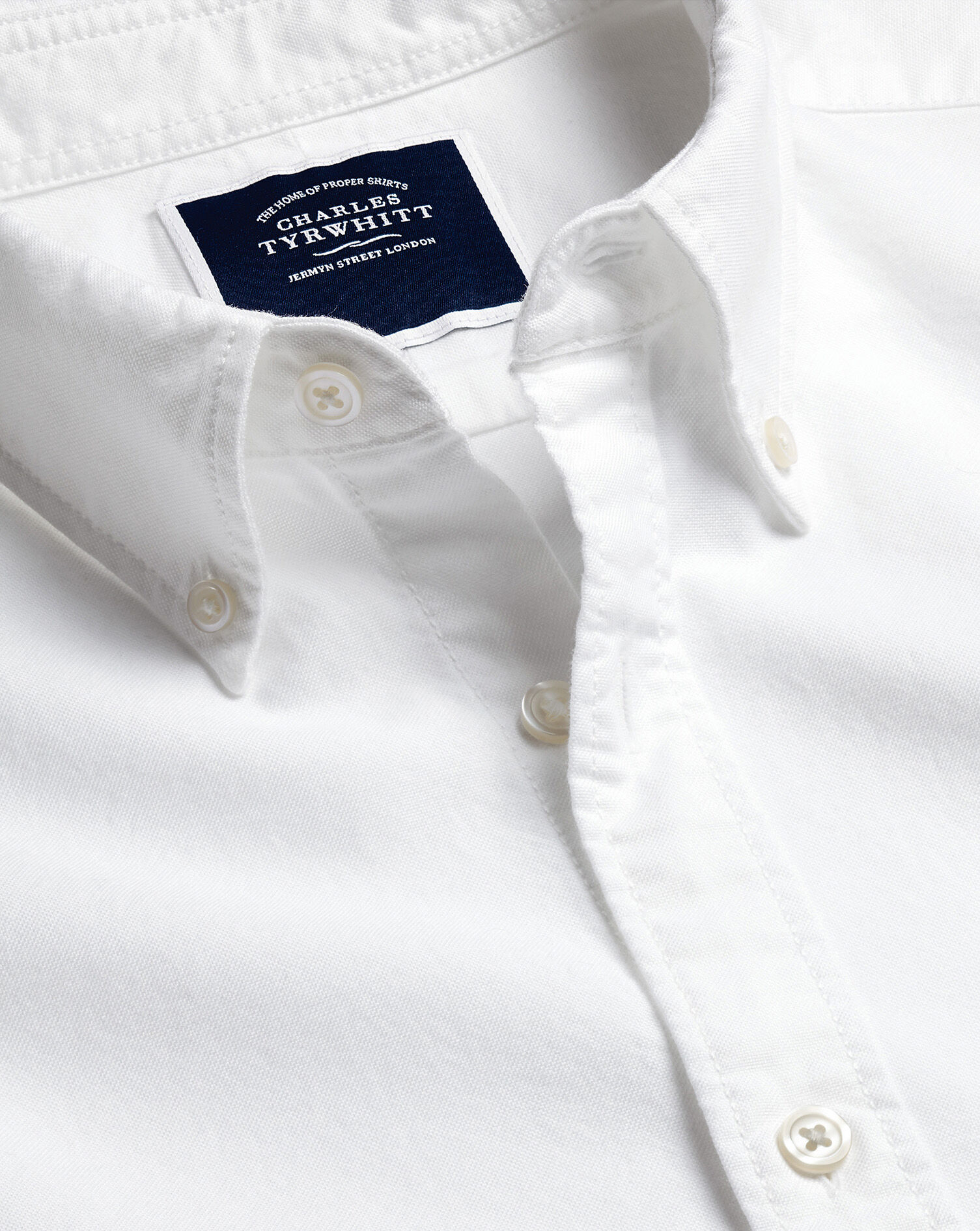 Button-Down Collar Washed Oxford Shirt - White