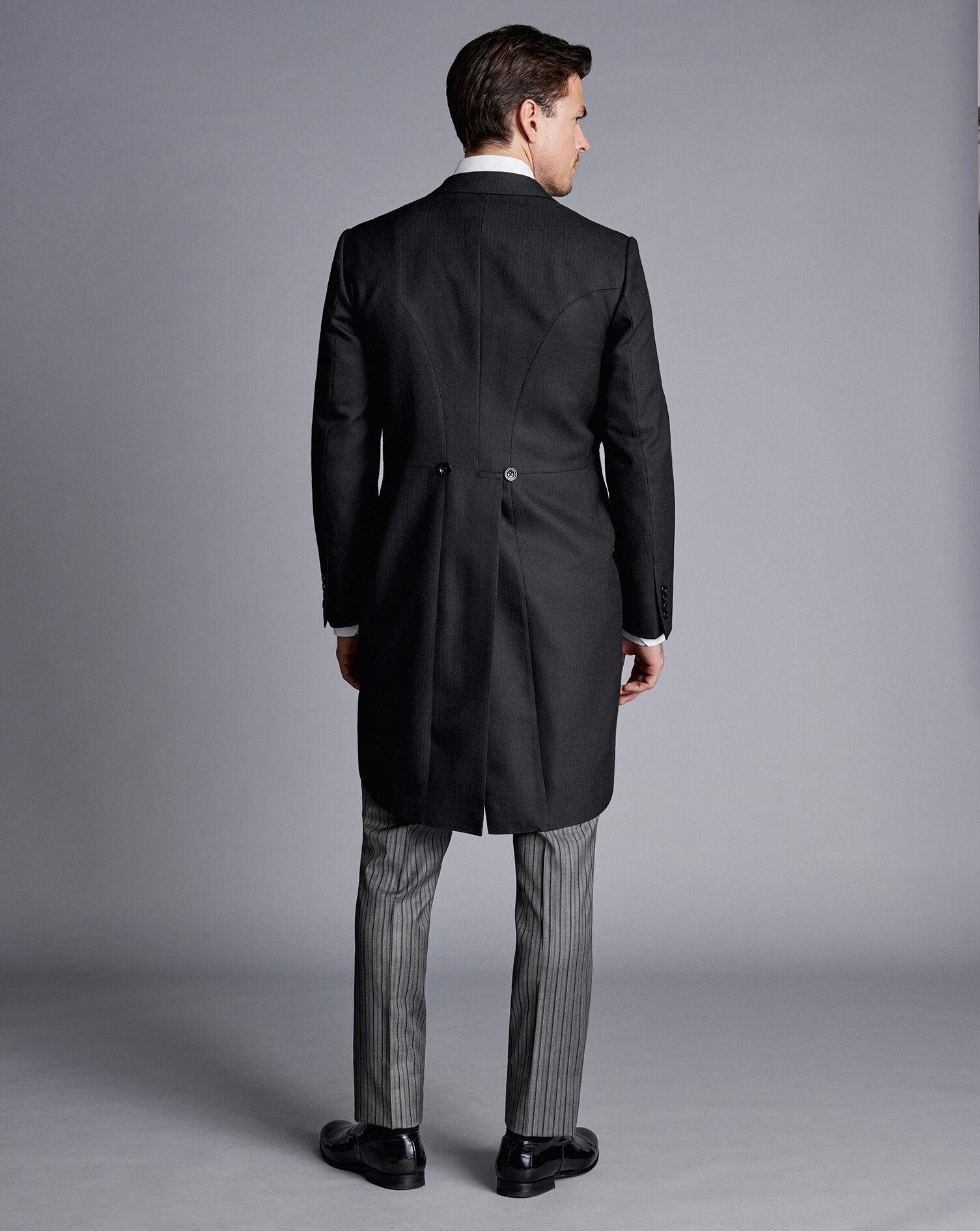 Morning Suit Tail Coat - Black Herringbone