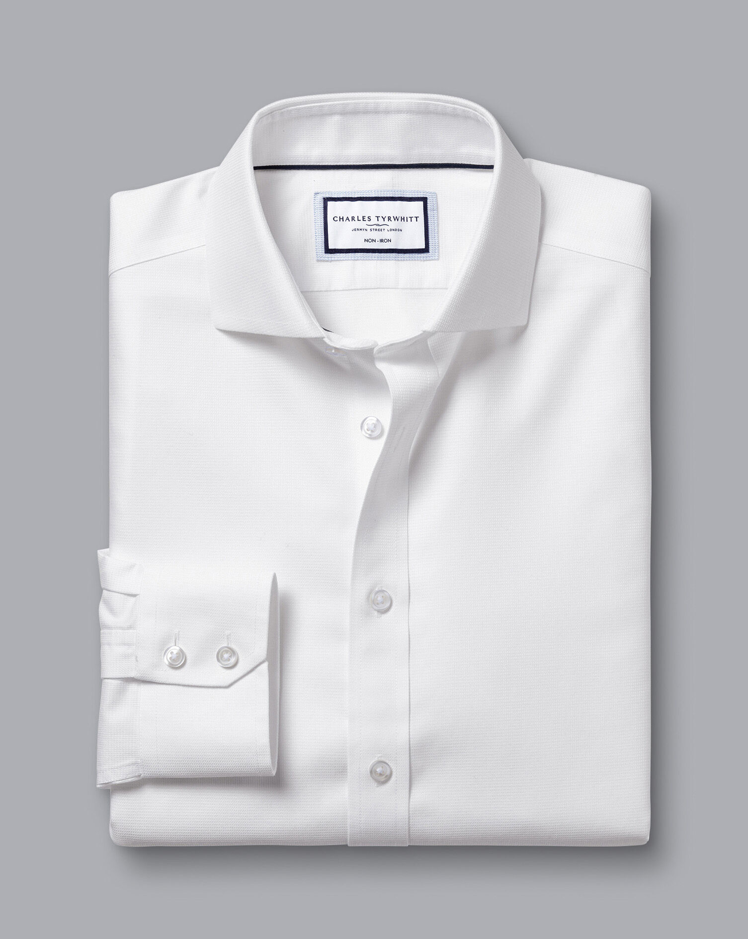Spread Collar Non-Iron Clifton Weave Shirt - White