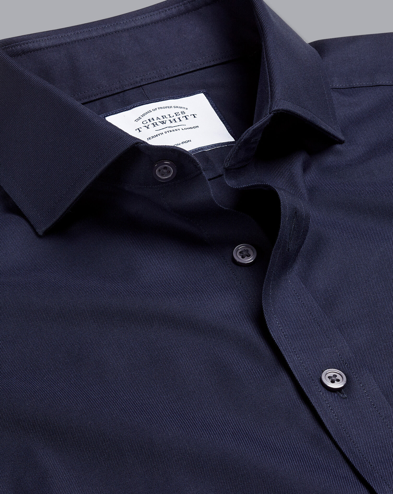 Spread Collar Non-Iron Twill Shirt - Navy