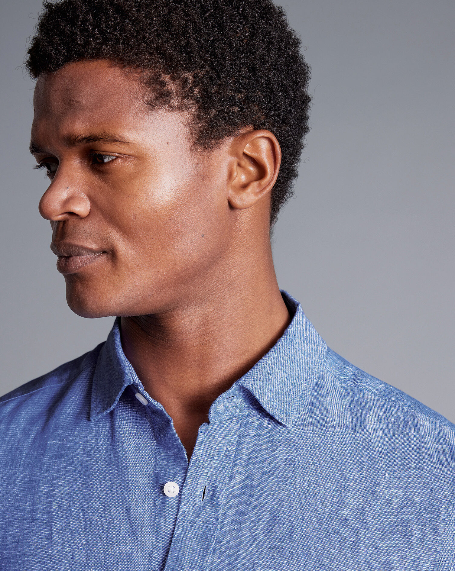 Pure Linen Short Sleeve Shirt  - Cobalt Blue