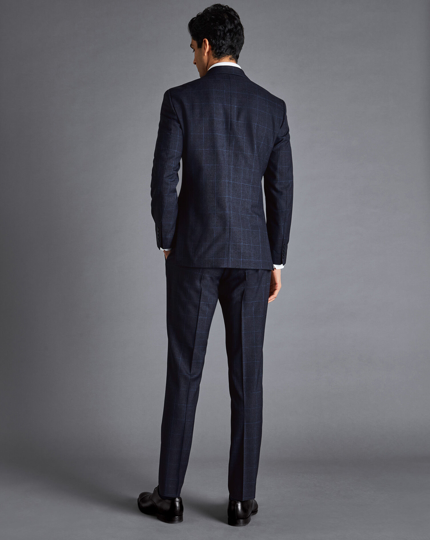 Italian Luxury Prince of Wales Check Suit Jacket - Ink Blue