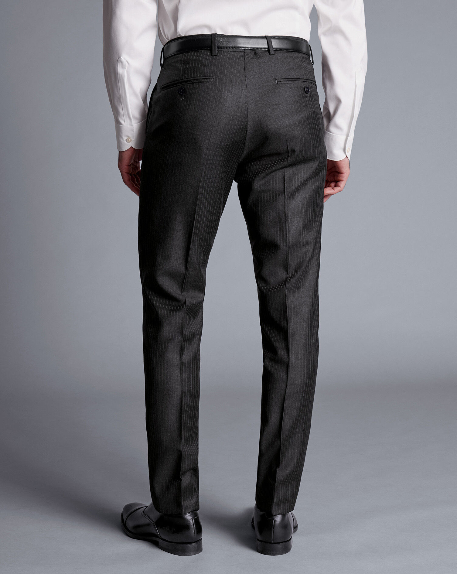 British Luxury Stripe Suit Pants - Charcoal Grey