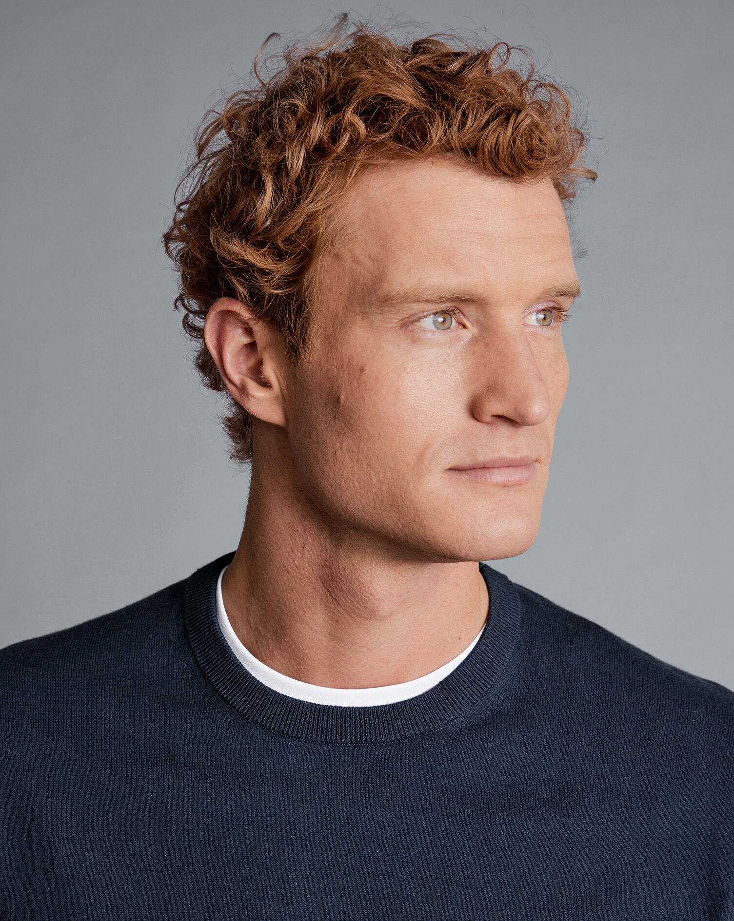 Combed Cotton Crew Neck Sweater - Dark Navy