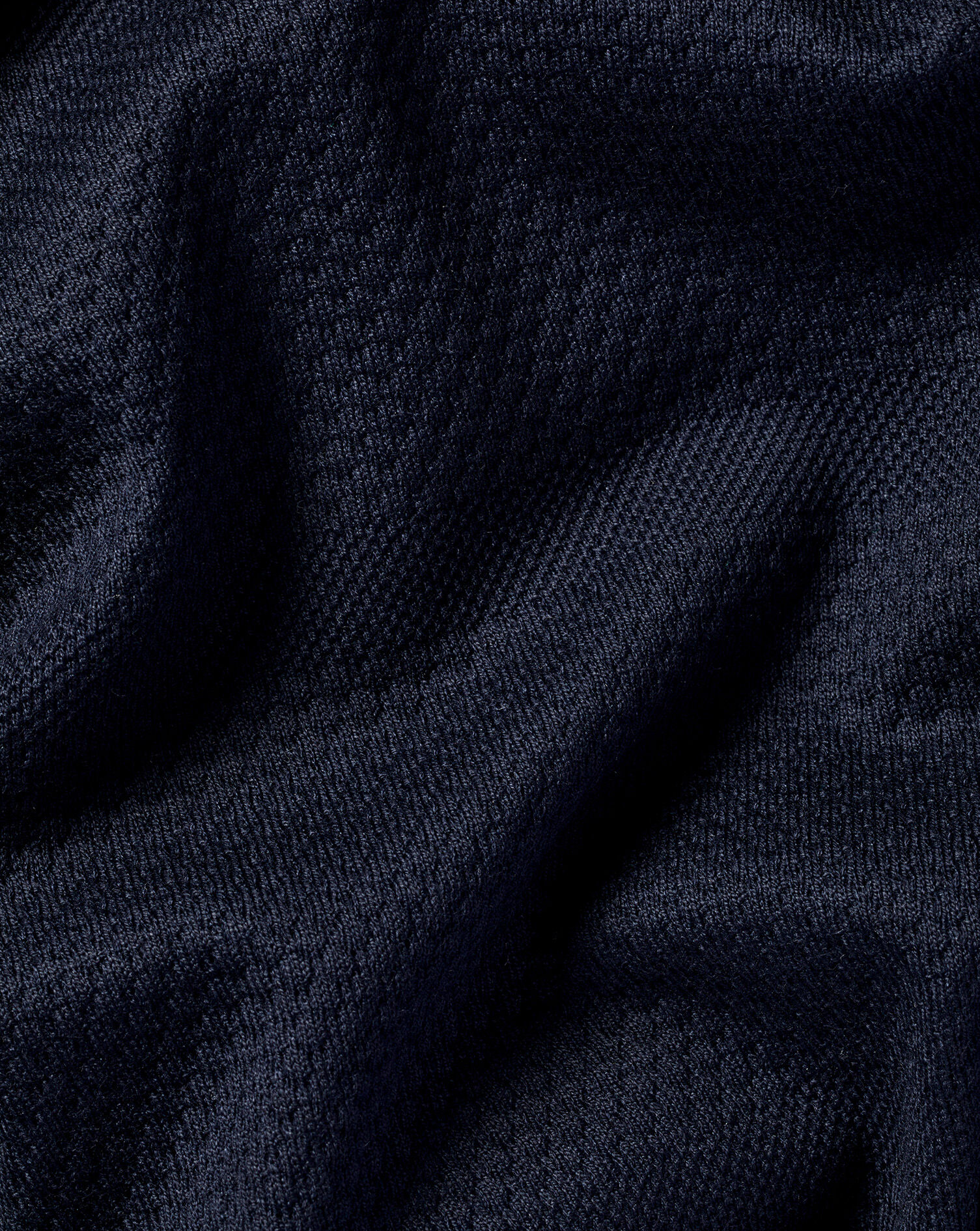 Popcorn Textured Tyrwhitt Cool Zip-Neck Polo - Navy