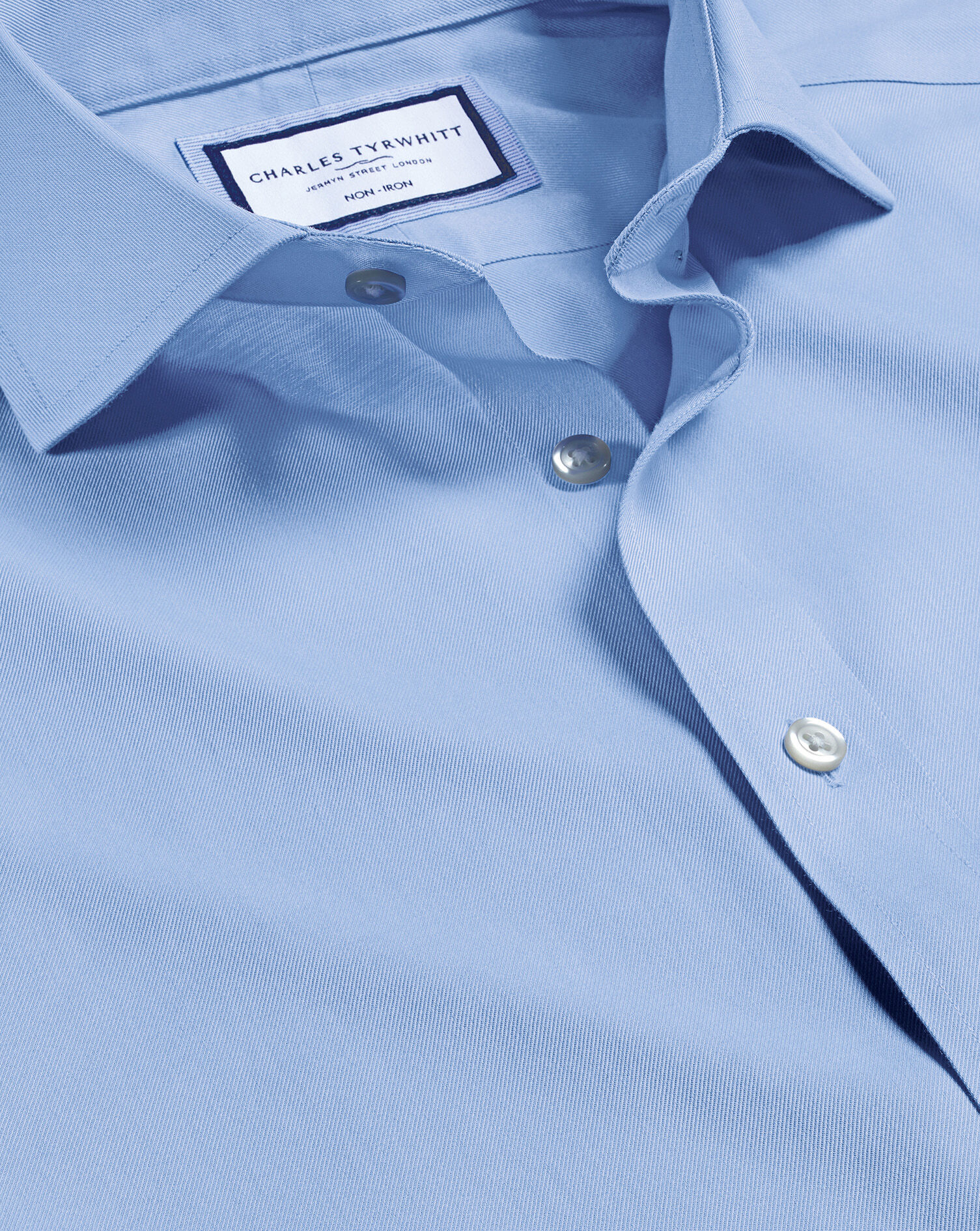 Spread Collar Non-Iron Twill Shirt - Cornflower Blue
