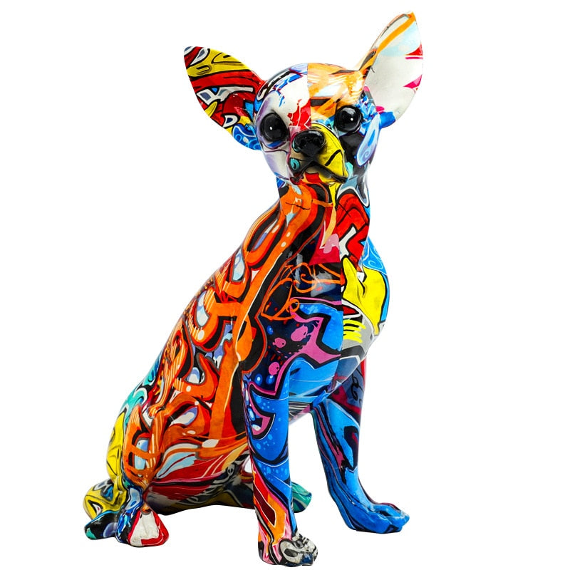 Painted Graffiti Dog Statue