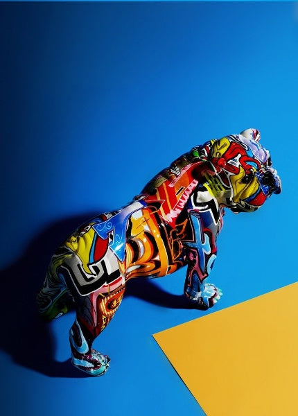 Painted Graffiti Dog Statue