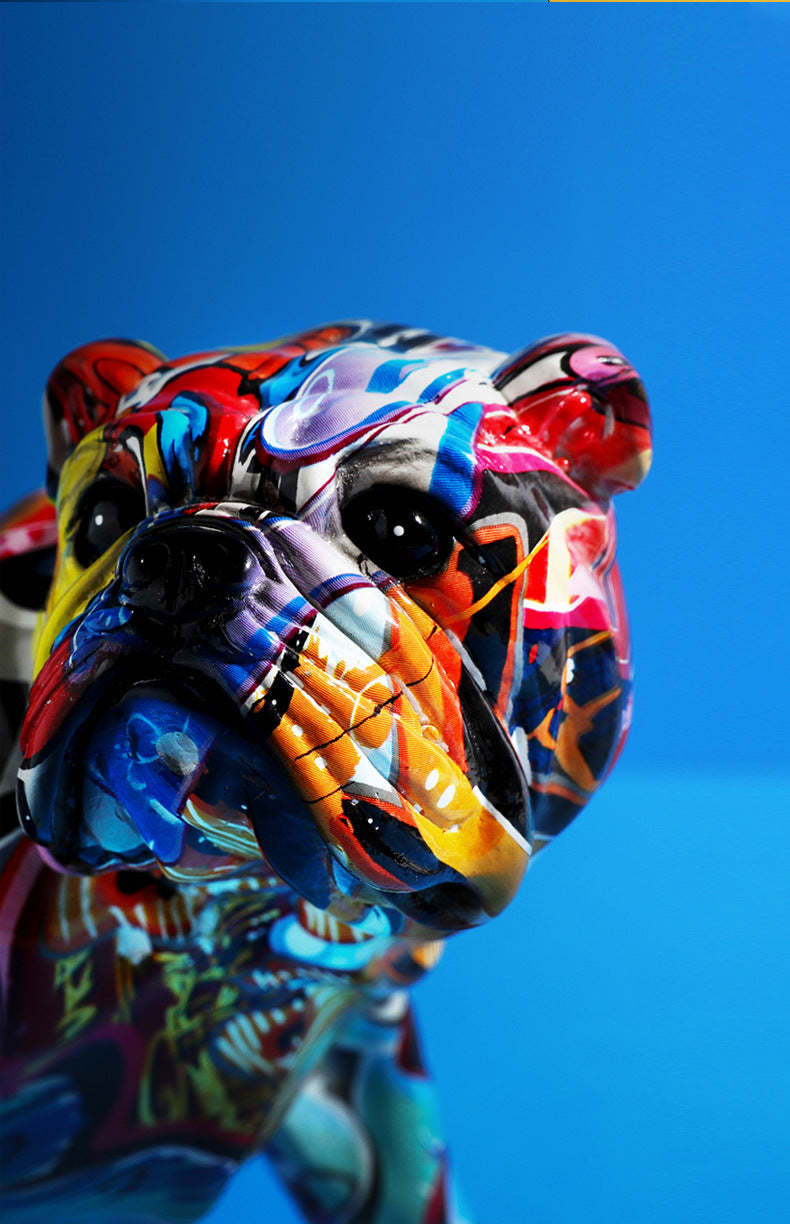 Painted Graffiti Dog Statue