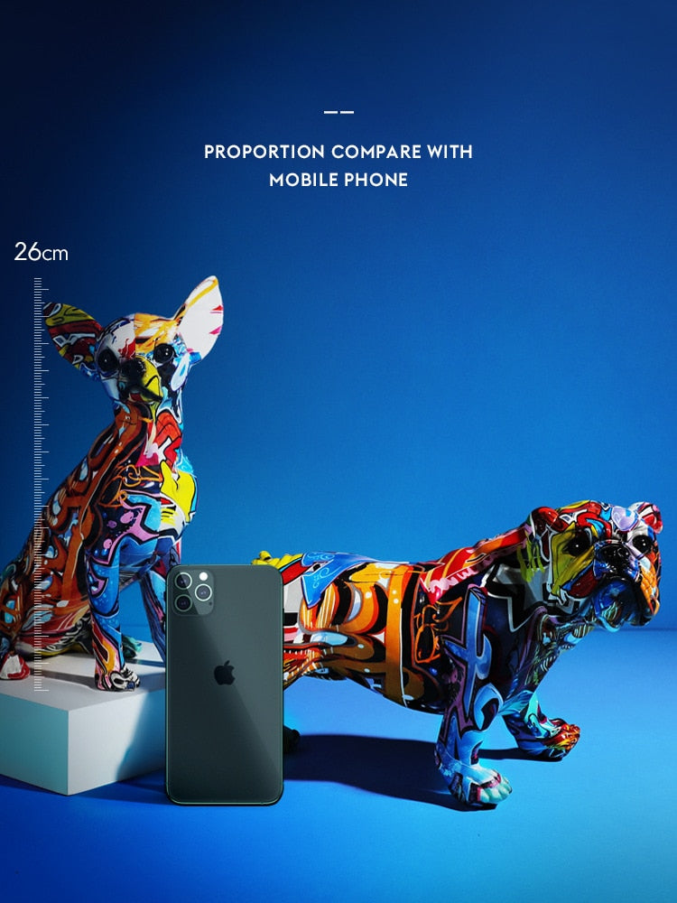 Painted Graffiti Dog Statue