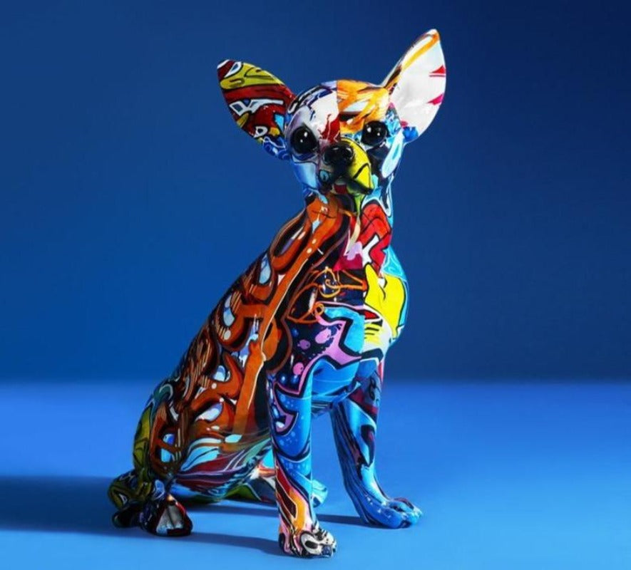 Painted Graffiti Dog Statue