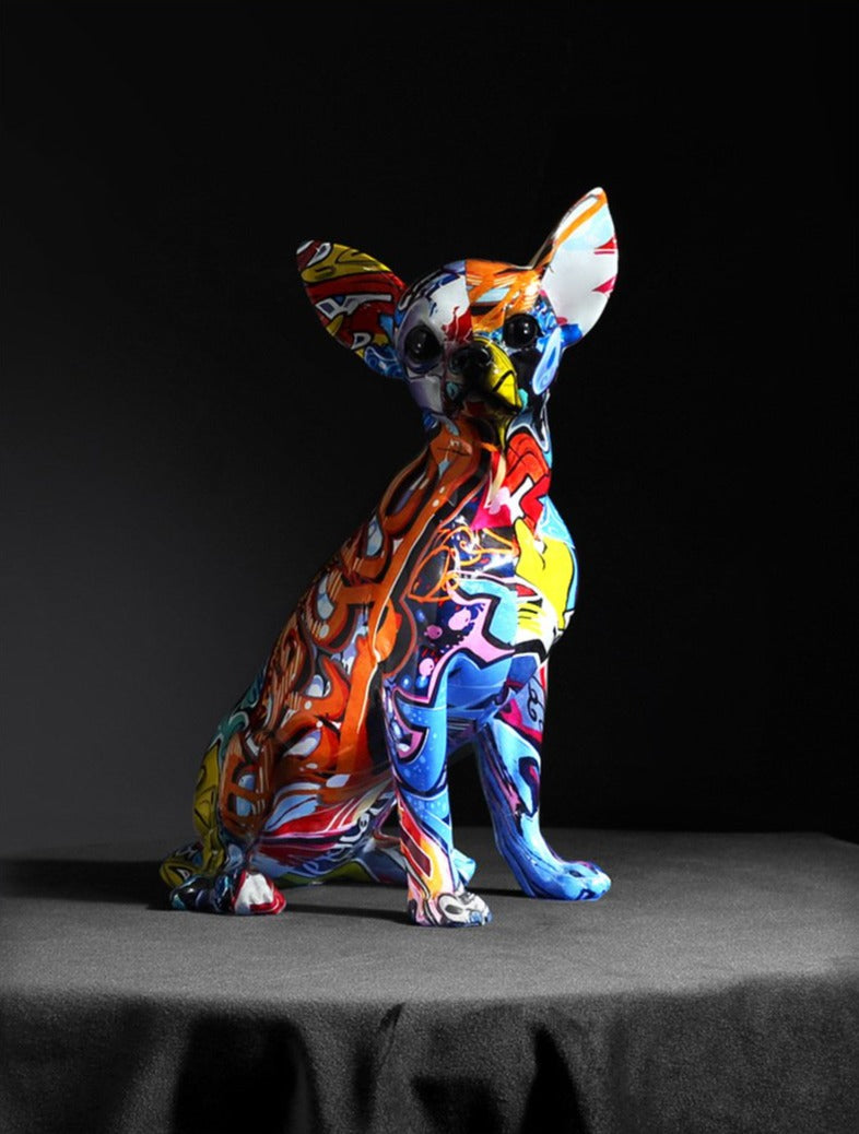 Painted Graffiti Dog Statue
