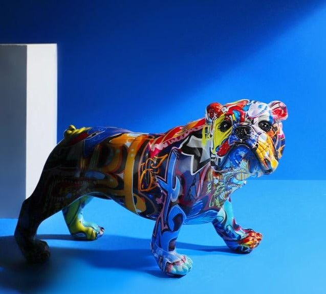 Painted Graffiti Dog Statue