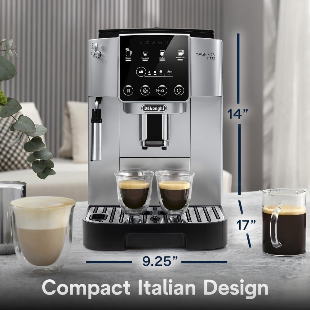 De'Longhi Magnifica Start Automatic Espresso Machine with Auto Milk Frother & Built in Grinder - 5 One-Touch Recipes, Easy-to-Clean, Home Barista Coffee Maker for Lattes, Cappuccino, Iced Coffee