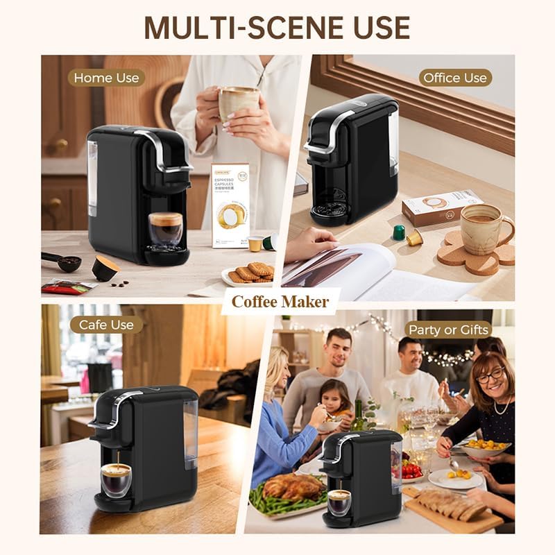 4 in 1 Pods Coffee Maker Compact Design Fast Brew Hot Cold Serve Espresso Machine