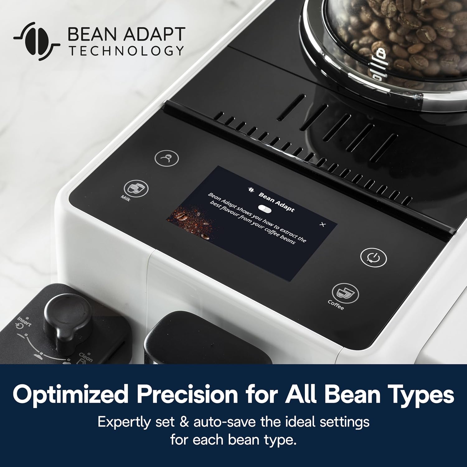 De'Longhi Rivelia Automatic Espresso Machine with Grinder & Milk Frother – All-in-One Coffee Maker, Hot & Iced Latte, Cappuccino, Bean Switch System, Burr Grinder, Compact Italian Design, Black