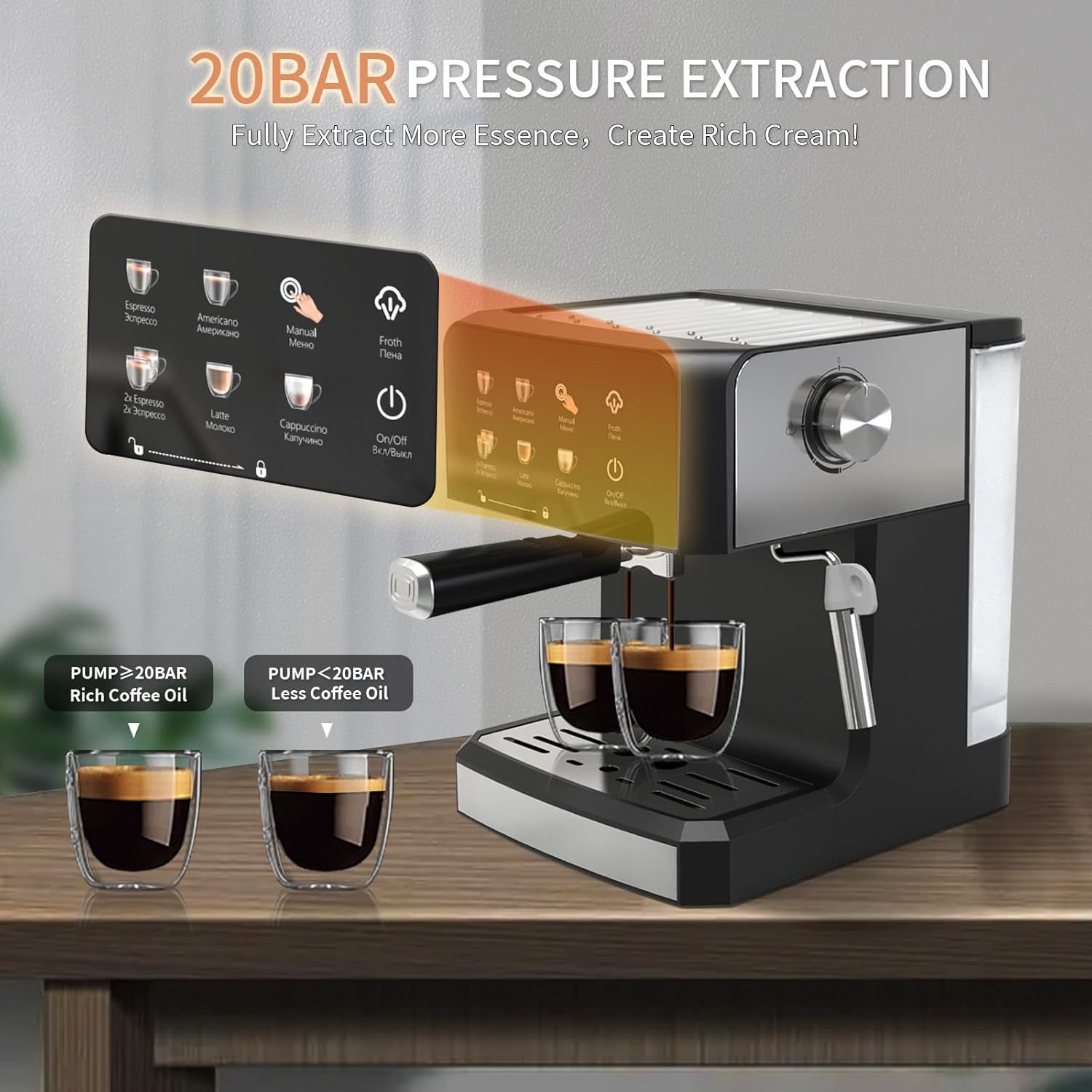 Espresso Machine with Expresso Coffee Machines with Water Tank Coffee Maker for Cold Brew Latte