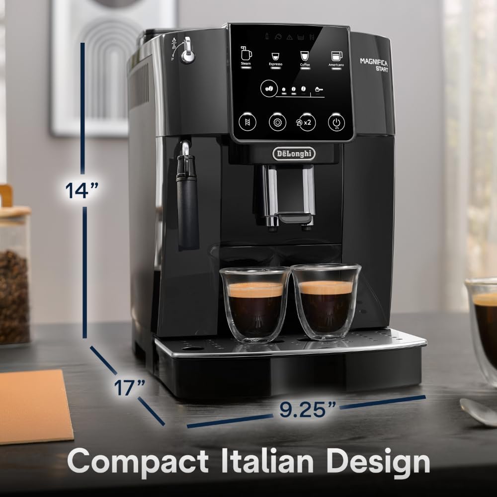 De'Longhi Magnifica Start Automatic Espresso Machine with Auto Milk Frother & Built in Grinder - 5 One-Touch Recipes, Easy-to-Clean, Home Barista Coffee Maker for Lattes, Cappuccino, Iced Coffee