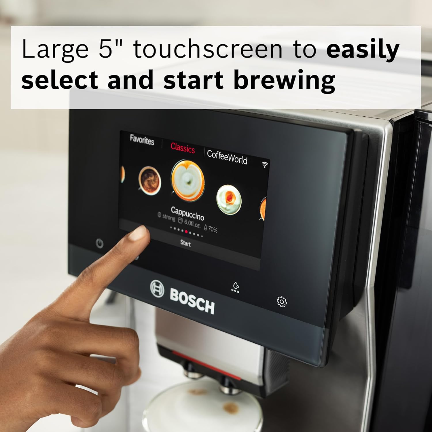 Bosch 800 Series Fully Automatic Espresso Machine – 36 Drinks with Coffee World, Cold Brew, Double Cup, Integrated Milk Container, Smart Features, in Silver TQU60307