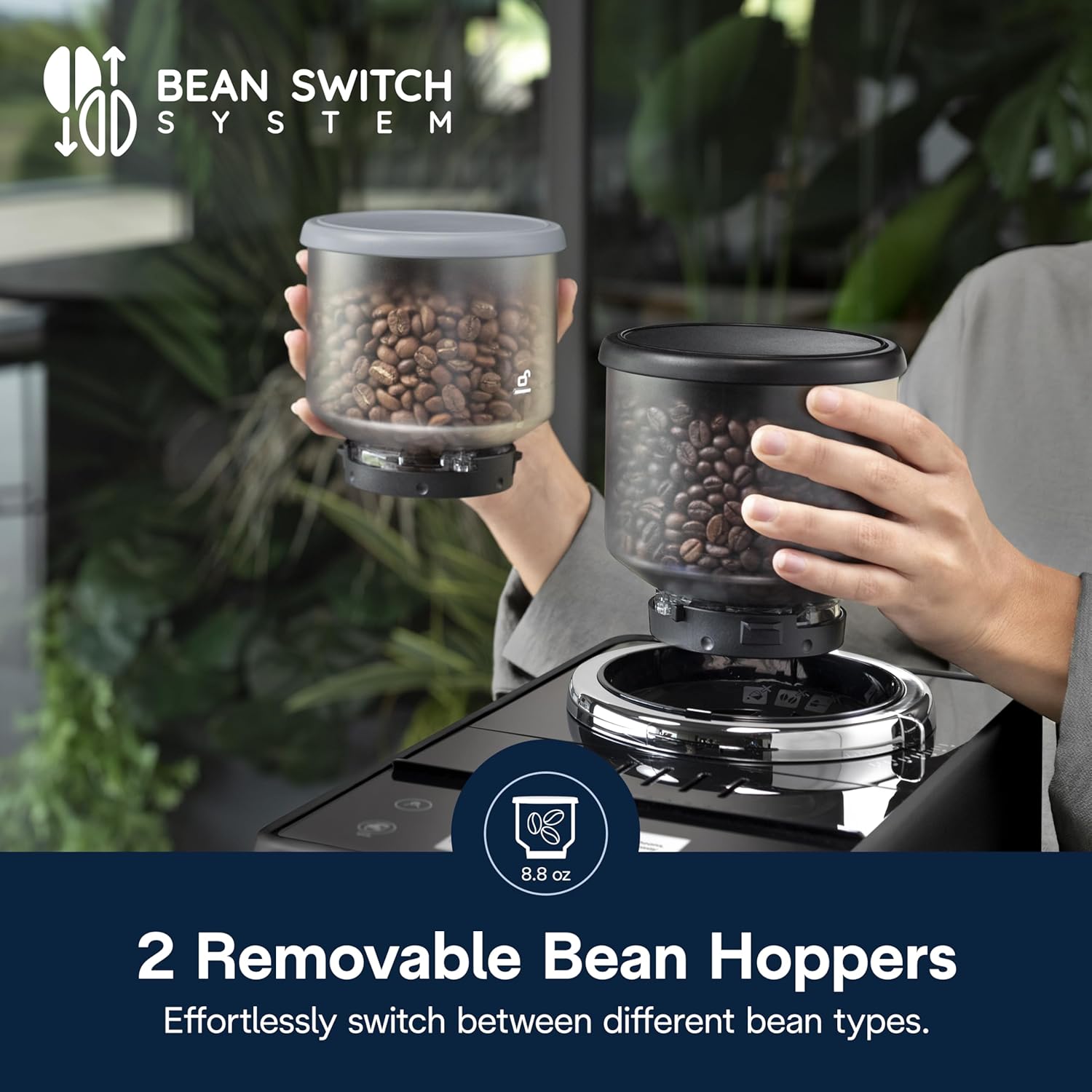 De'Longhi Rivelia Automatic Espresso Machine with Grinder & Milk Frother – All-in-One Coffee Maker, Hot & Iced Latte, Cappuccino, Bean Switch System, Burr Grinder, Compact Italian Design, Black