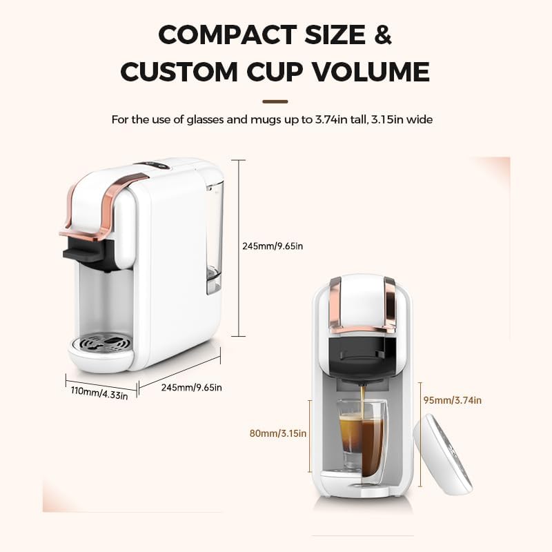 4 in 1 Pods Coffee Maker Compact Design Fast Brew Hot Cold Serve Espresso Machine